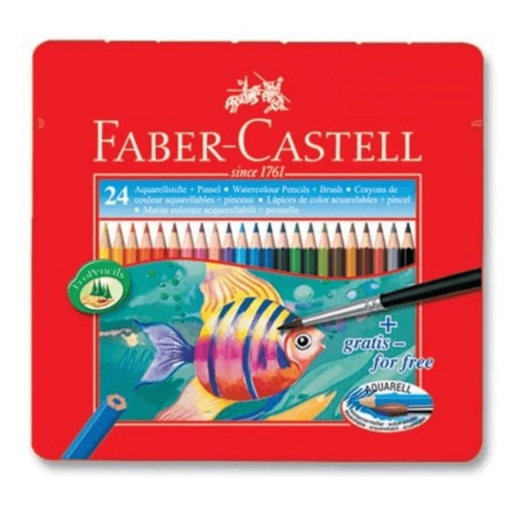 FABER-CASTELL Water Color Pencil Set 24 piece Tin Case - Picture 1 of 6